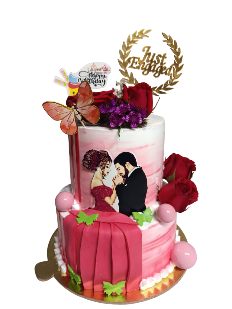 Engagement Couple Cake In Lucknow 1.5 Kg.
